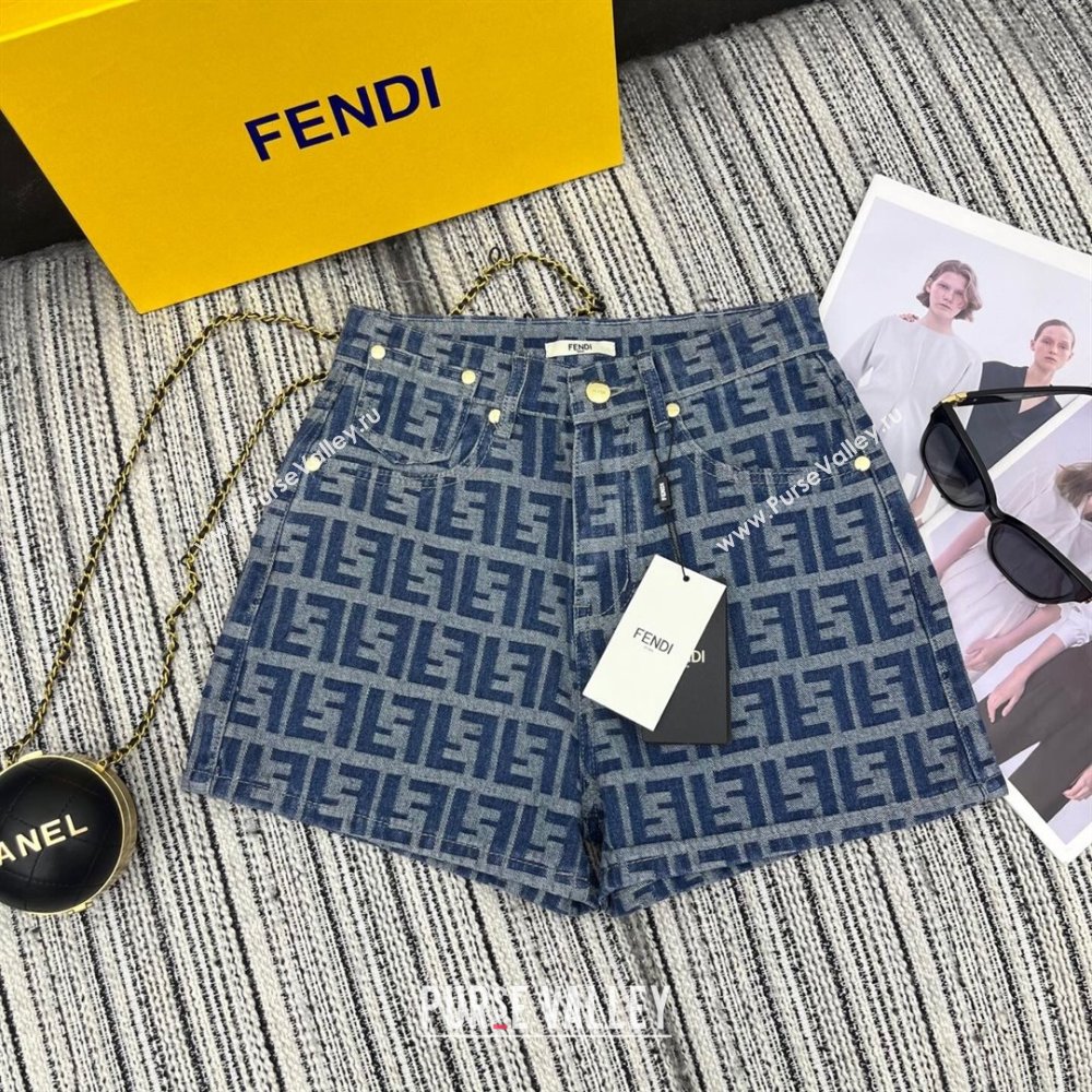 Fendi FF Denim Shorts Blue 2025 0214 (QI-250214025)