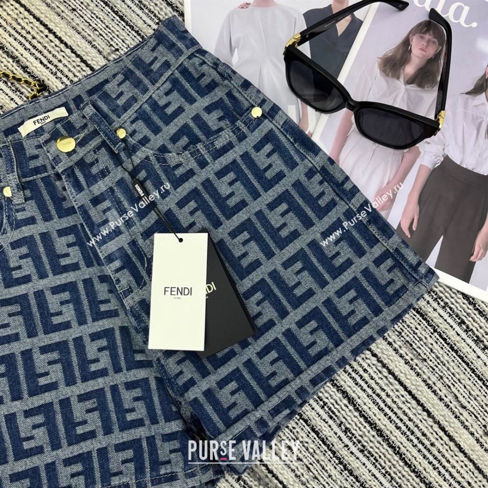 Fendi FF Denim Shorts Blue 2025 0214 (QI-250214025)