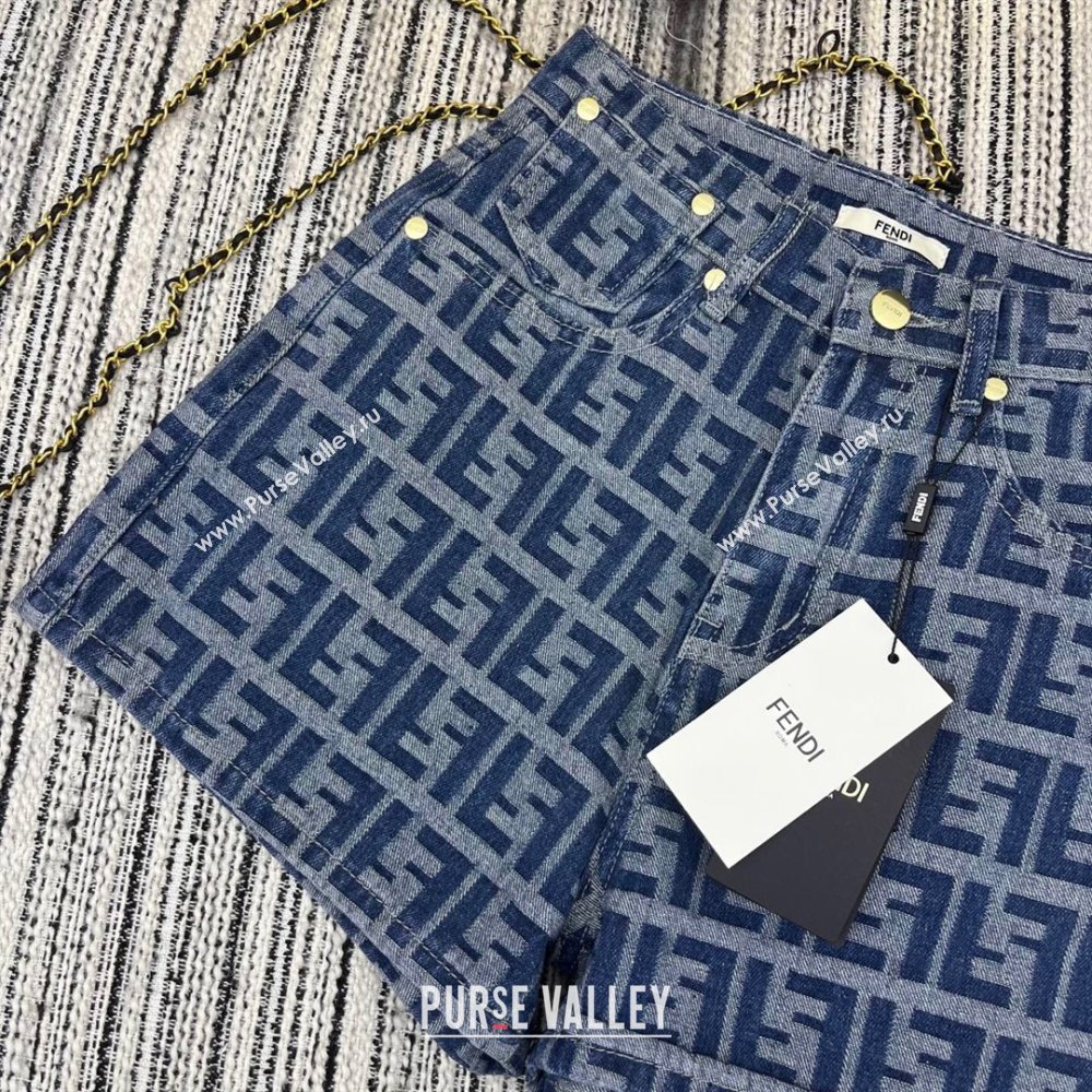 Fendi FF Denim Shorts Blue 2025 0214 (QI-250214025)