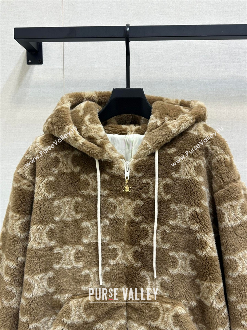 Celine Teddy Shearling Coat Brown 2025 0215 (QI-250215003)
