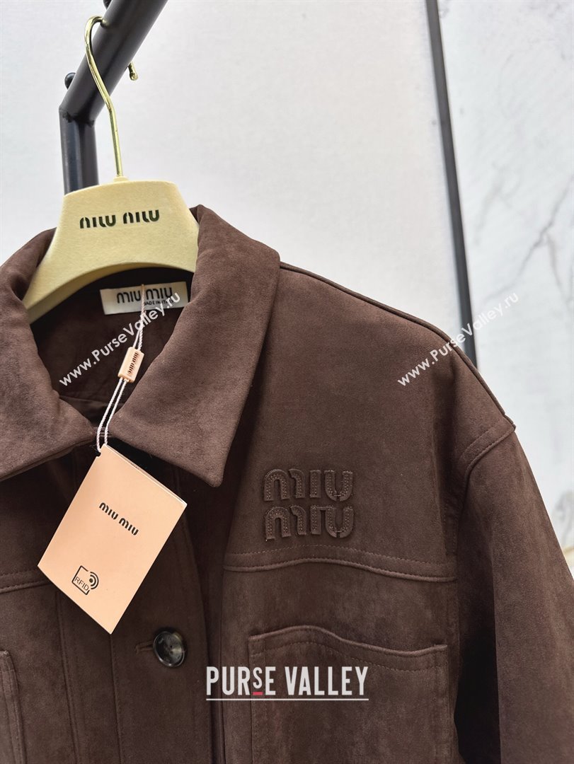 Miu Miu Suede Medium Coat Dark Brown 2025 0215 (QI-250215002)