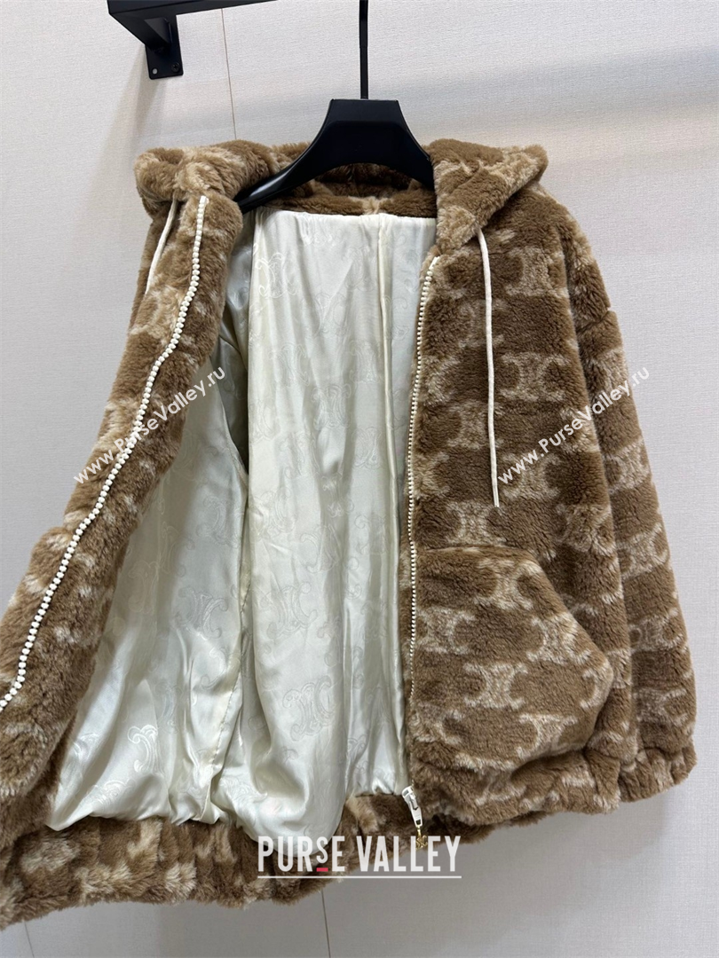 Celine Teddy Shearling Coat Brown 2025 0215 (QI-250215003)