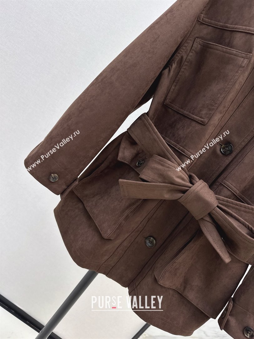 Miu Miu Suede Medium Coat Dark Brown 2025 0215 (QI-250215002)