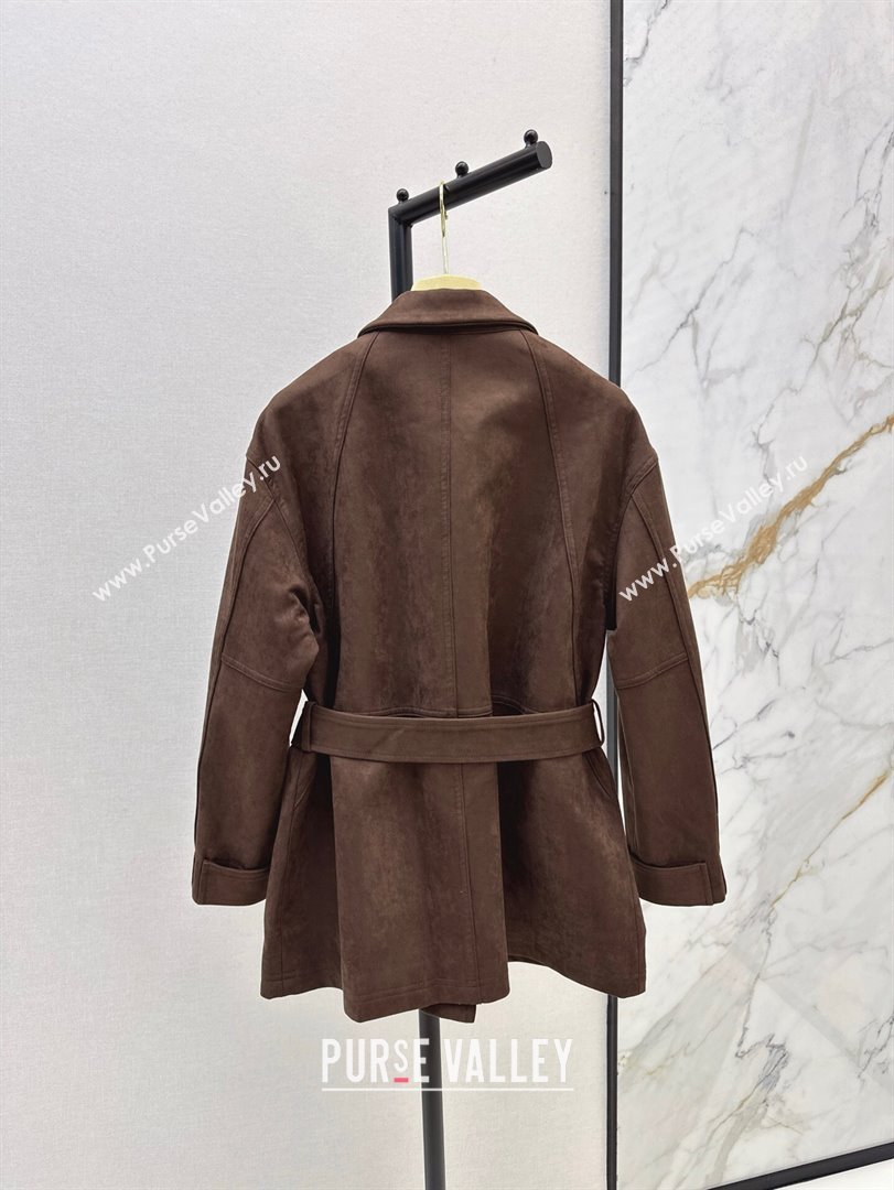 Miu Miu Suede Medium Coat Dark Brown 2025 0215 (QI-250215002)