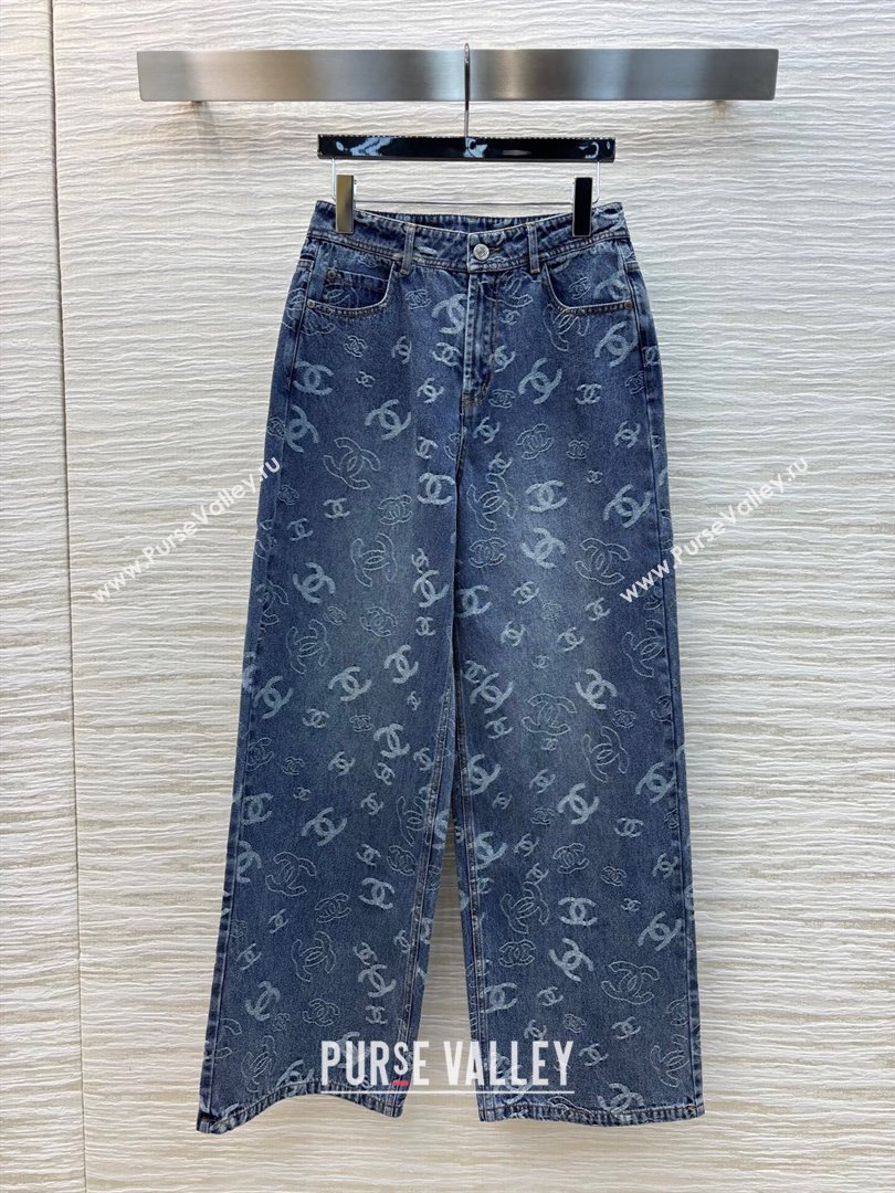 Chanel CC Straight Denim Jeans Blue 2025 0214 (QI-250215011)