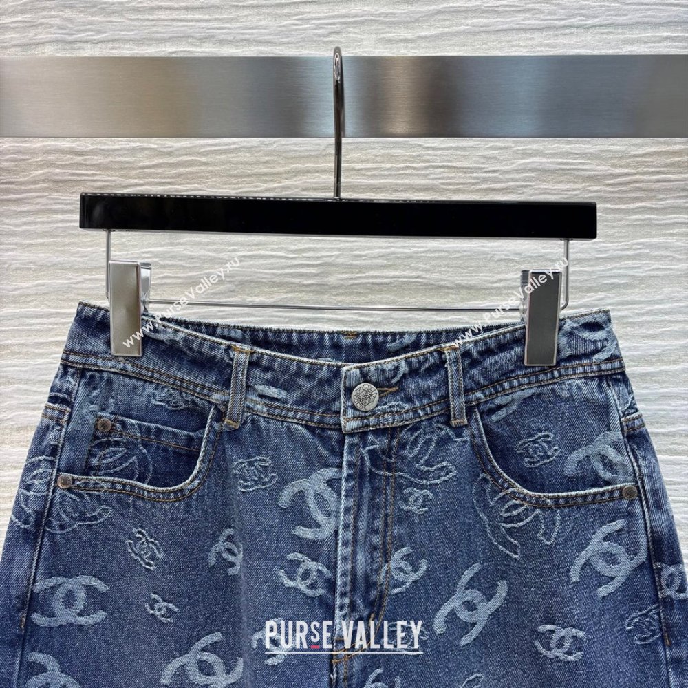 Chanel CC Straight Denim Jeans Blue 2025 0214 (QI-250215011)