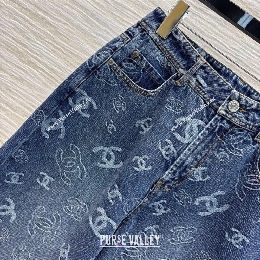 Chanel CC Straight Denim Jeans Blue 2025 0214 (QI-250215011)
