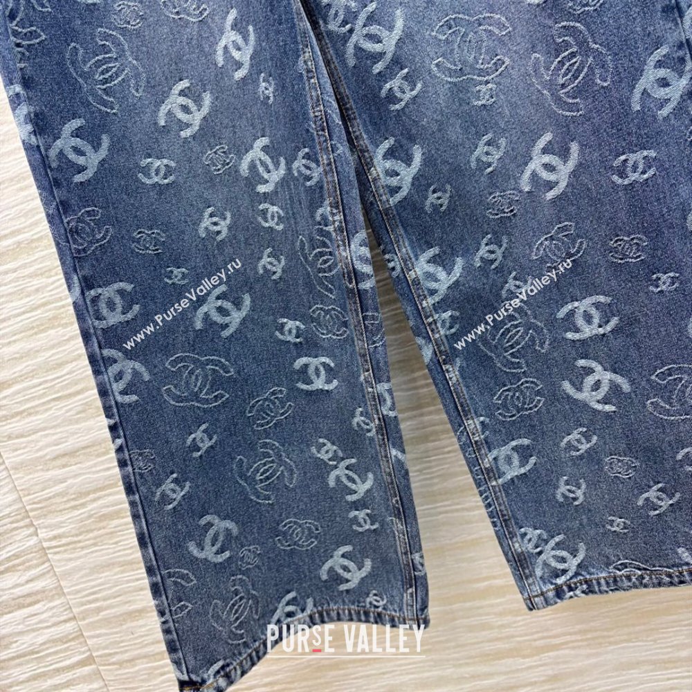 Chanel CC Straight Denim Jeans Blue 2025 0214 (QI-250215011)