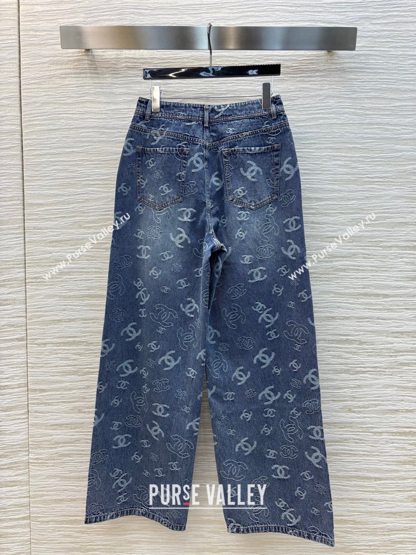 Chanel CC Straight Denim Jeans Blue 2025 0214 (QI-250215011)