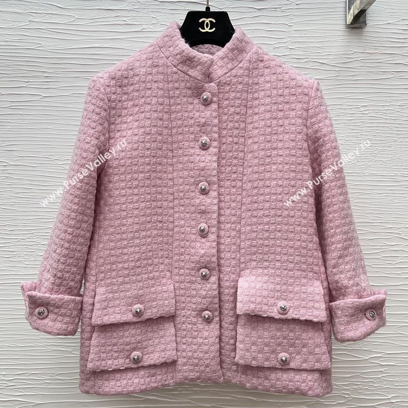 Chanel Tweed Silk Jacket Light Pink 2025 0214 (QI-250215015)