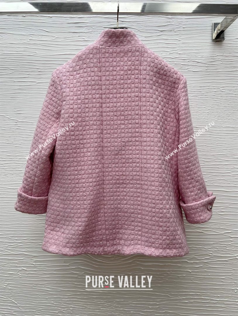 Chanel Tweed Silk Jacket Light Pink 2025 0214 (QI-250215015)