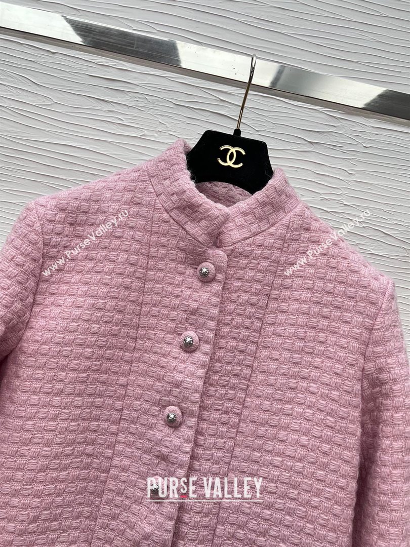 Chanel Tweed Silk Jacket Light Pink 2025 0214 (QI-250215015)