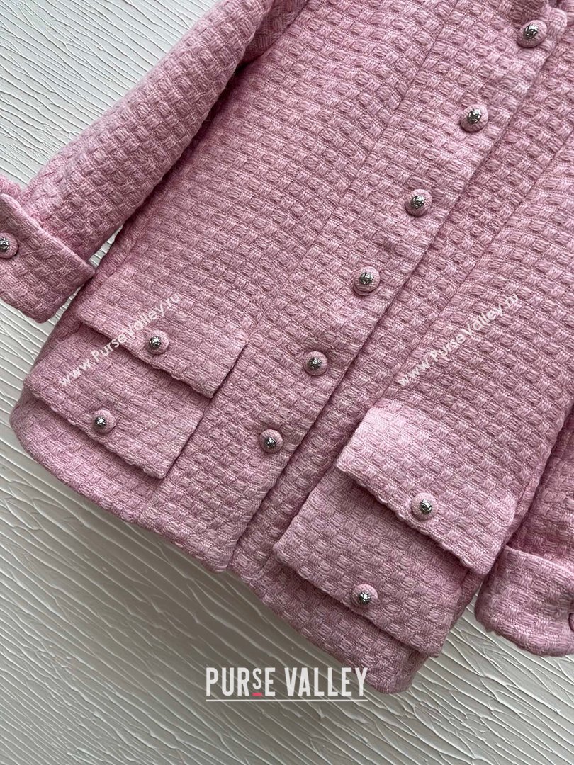 Chanel Tweed Silk Jacket Light Pink 2025 0214 (QI-250215015)
