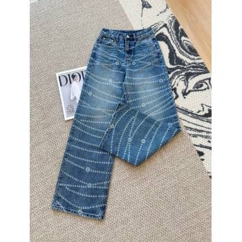Chanel Cotton Print Denim Jeans Blue 2025 0215 (QI-250215018)