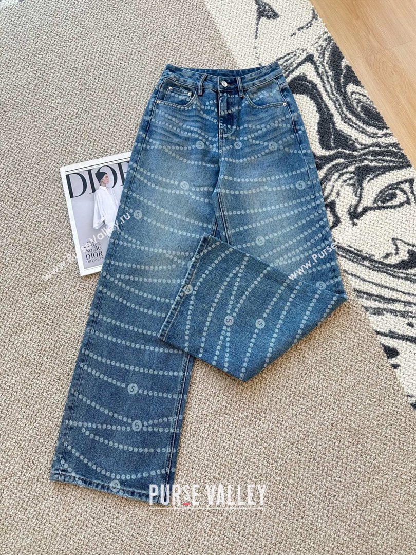 Chanel Cotton Print Denim Jeans Blue 2025 0215 (QI-250215018)