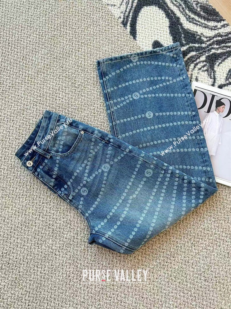 Chanel Cotton Print Denim Jeans Blue 2025 0215 (QI-250215018)
