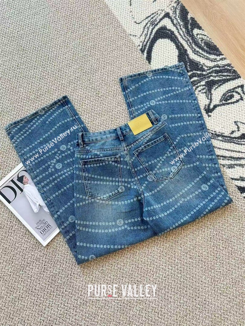 Chanel Cotton Print Denim Jeans Blue 2025 0215 (QI-250215018)