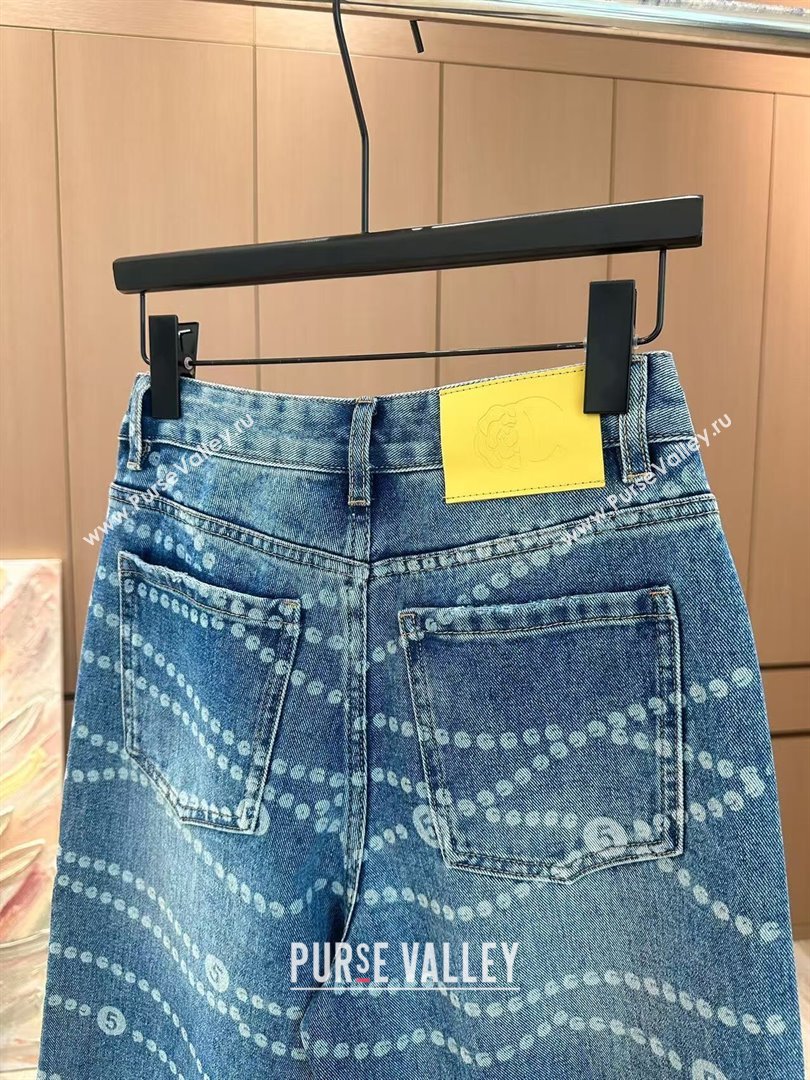 Chanel Cotton Print Denim Jeans Blue 2025 0215 (QI-250215018)