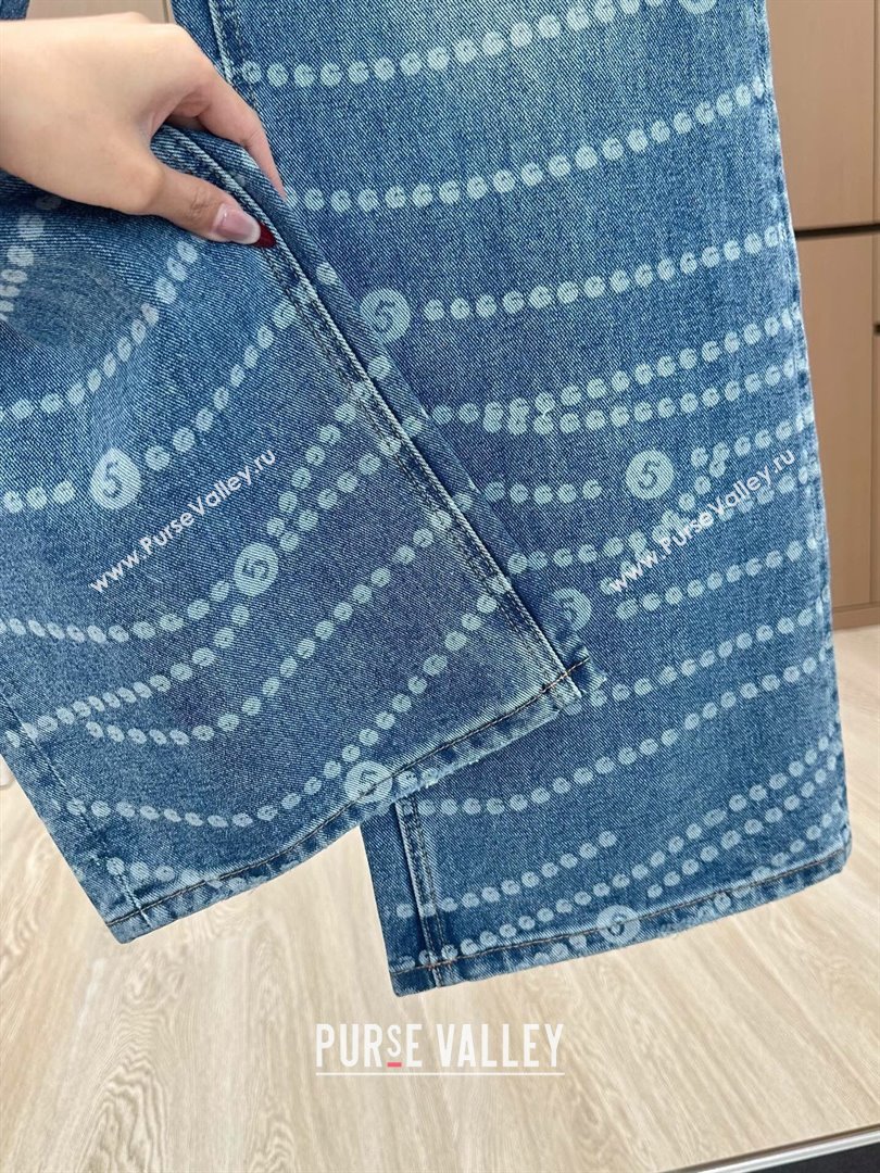 Chanel Cotton Print Denim Jeans Blue 2025 0215 (QI-250215018)