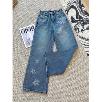 Dior Denim Jeans with Strass Star Blue 2025 0214 (QI-250215019)