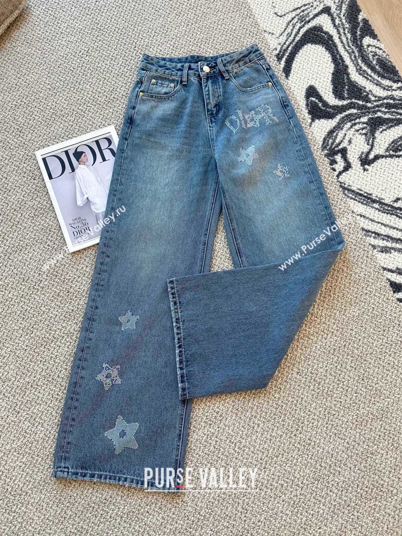 Dior Denim Jeans with Strass Star Blue 2025 0214 (QI-250215019)