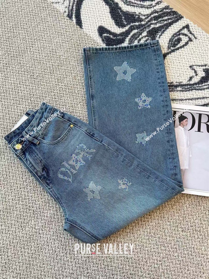 Dior Denim Jeans with Strass Star Blue 2025 0214 (QI-250215019)
