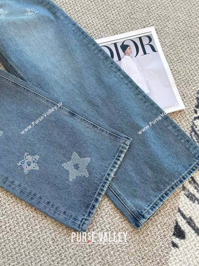 Dior Denim Jeans with Strass Star Blue 2025 0214 (QI-250215019)