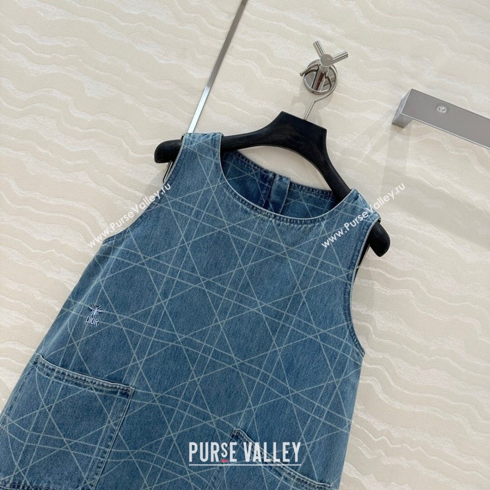 Dior Cannage Washed Denim A-Shaped Dress 2025 0215 (QI-250215023)