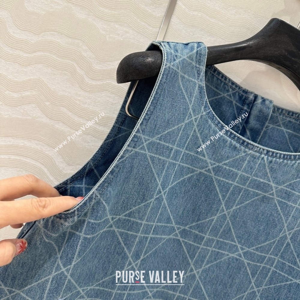 Dior Cannage Washed Denim A-Shaped Dress 2025 0215 (QI-250215023)