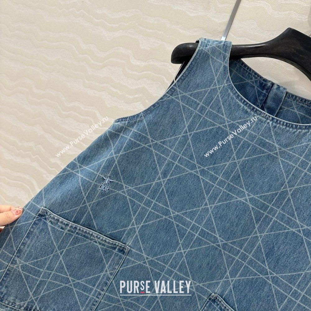 Dior Cannage Washed Denim A-Shaped Dress 2025 0215 (QI-250215023)