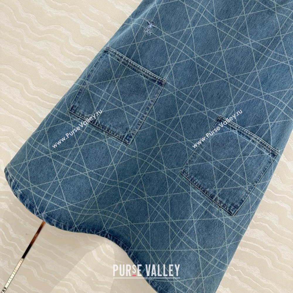 Dior Cannage Washed Denim A-Shaped Dress 2025 0215 (QI-250215023)