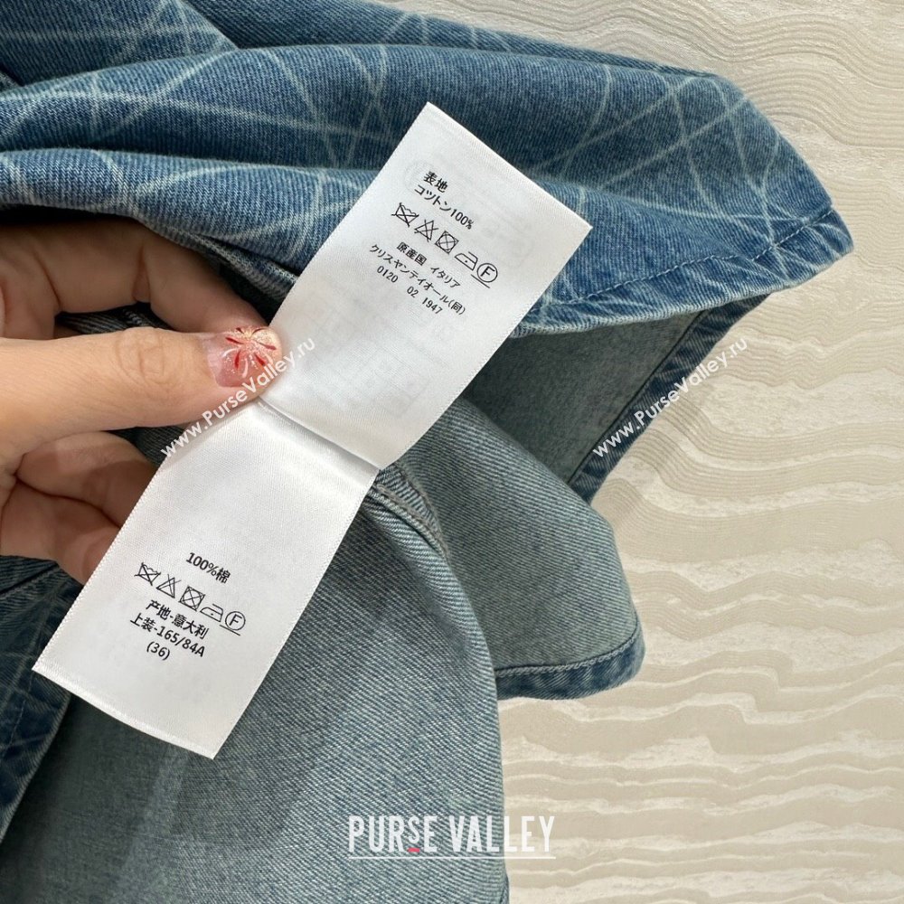 Dior Cannage Washed Denim A-Shaped Dress 2025 0215 (QI-250215023)