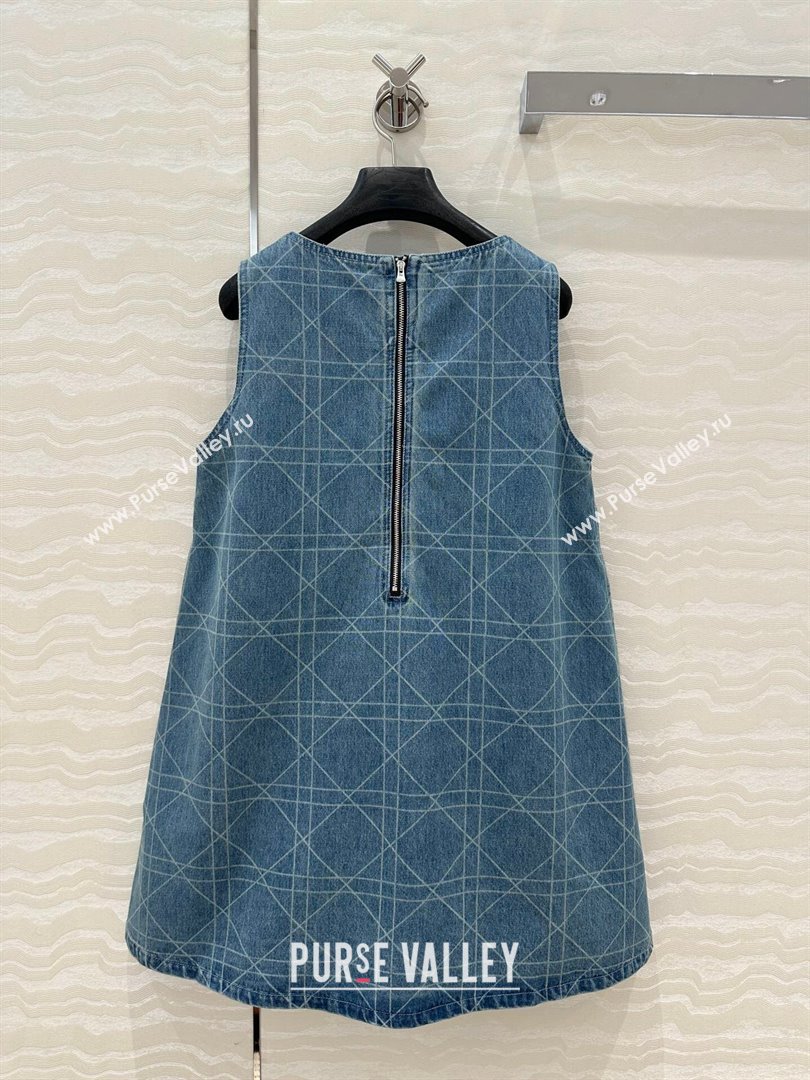Dior Cannage Washed Denim A-Shaped Dress 2025 0215 (QI-250215023)
