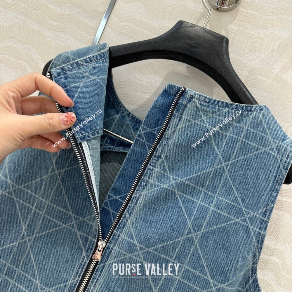 Dior Cannage Washed Denim A-Shaped Dress 2025 0215 (QI-250215023)