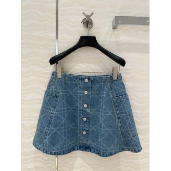Dior Cannage Washed Denim Skirt 2025 0215 (QI-250215024)