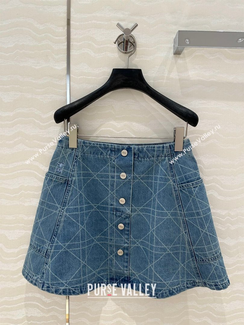 Dior Cannage Washed Denim Skirt 2025 0215 (QI-250215024)