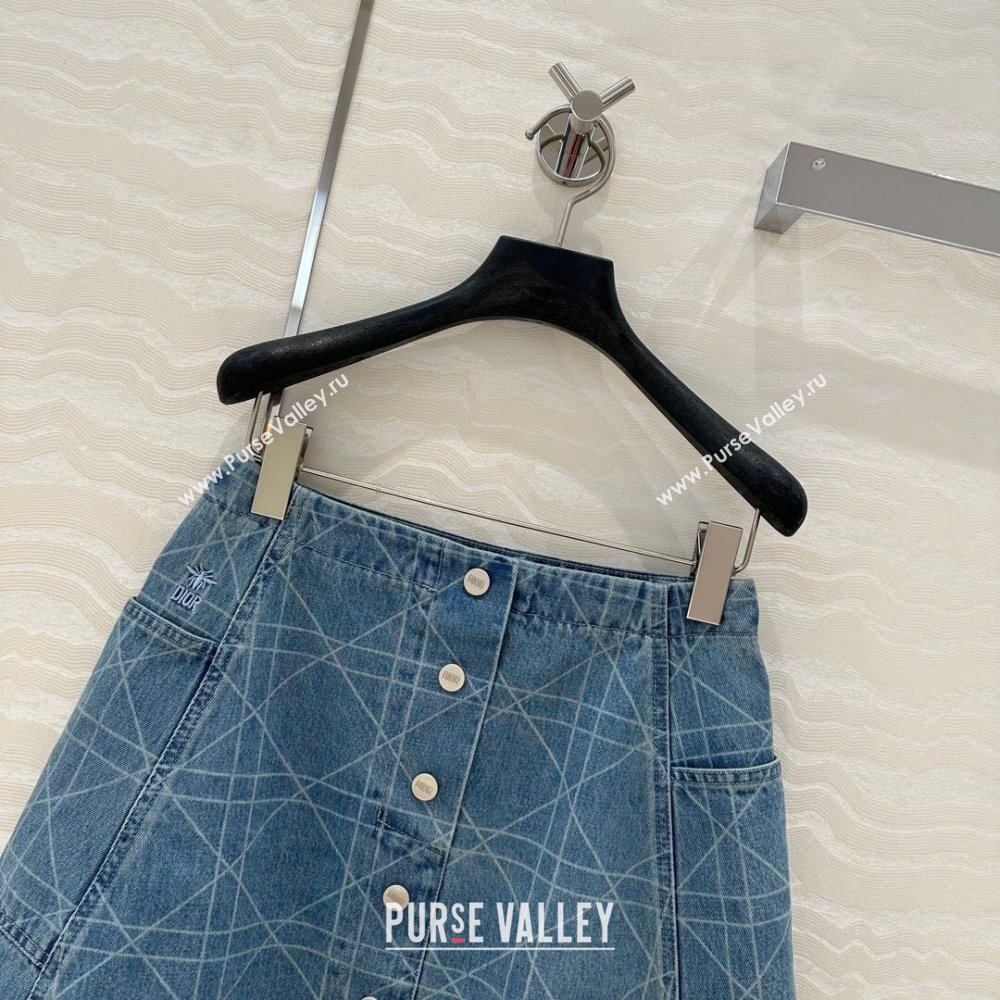 Dior Cannage Washed Denim Skirt 2025 0215 (QI-250215024)