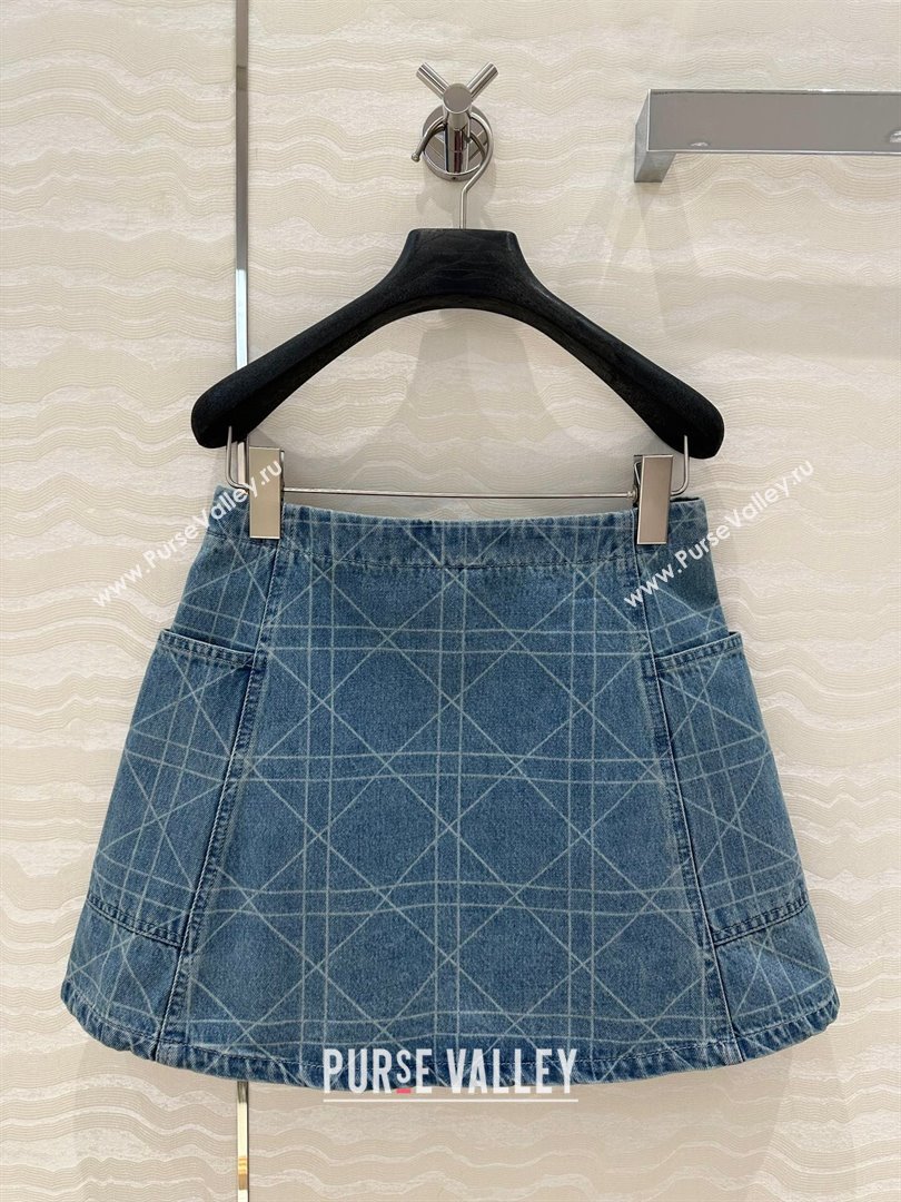 Dior Cannage Washed Denim Skirt 2025 0215 (QI-250215024)