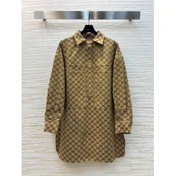 Gucci Horsebit GG Canvas Shirt Dress 2025 0306 (QI-250306035)