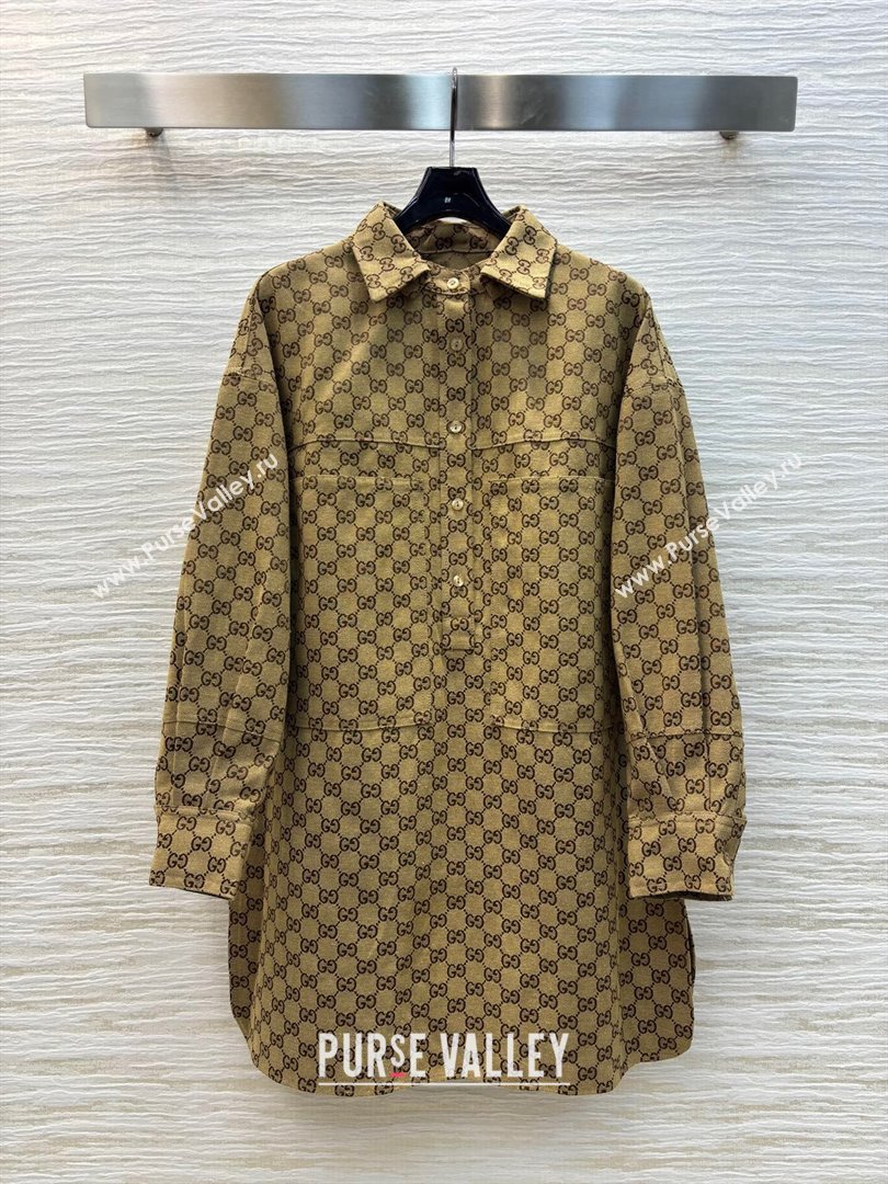 Gucci Horsebit GG Canvas Shirt Dress 2025 0306 (QI-250306035)