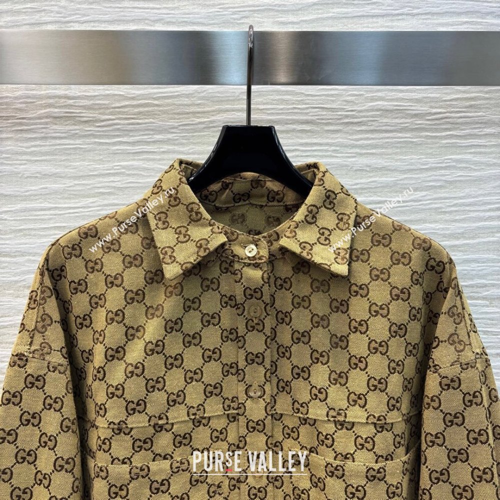 Gucci Horsebit GG Canvas Shirt Dress 2025 0306 (QI-250306035)