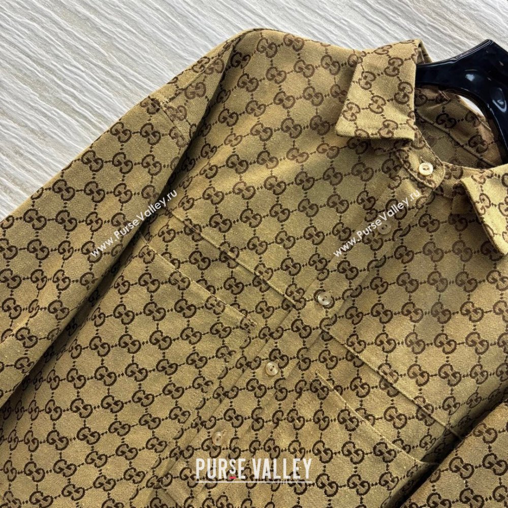 Gucci Horsebit GG Canvas Shirt Dress 2025 0306 (QI-250306035)