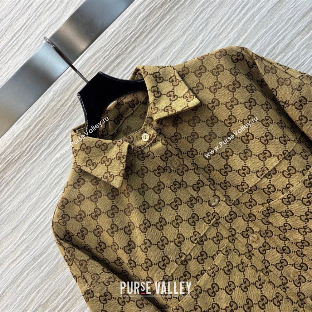 Gucci Horsebit GG Canvas Shirt Dress 2025 0306 (QI-250306035)