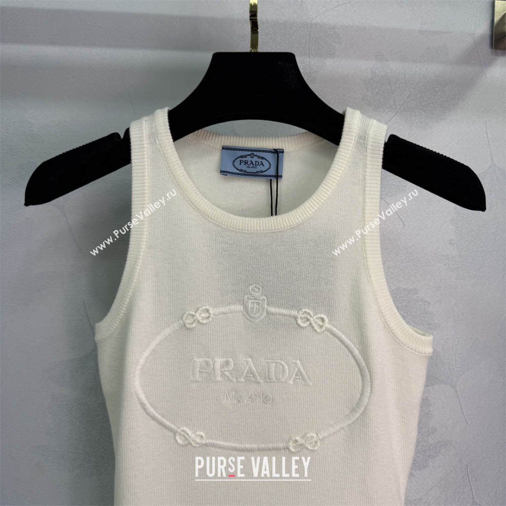 Prada Wool Cashmere Knit Vest Grey/White 2025 0306 (QI-250306017)