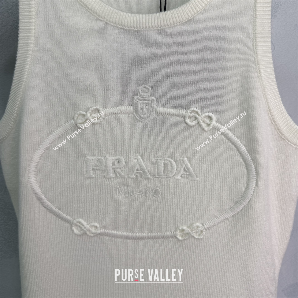 Prada Wool Cashmere Knit Vest Grey/White 2025 0306 (QI-250306017)