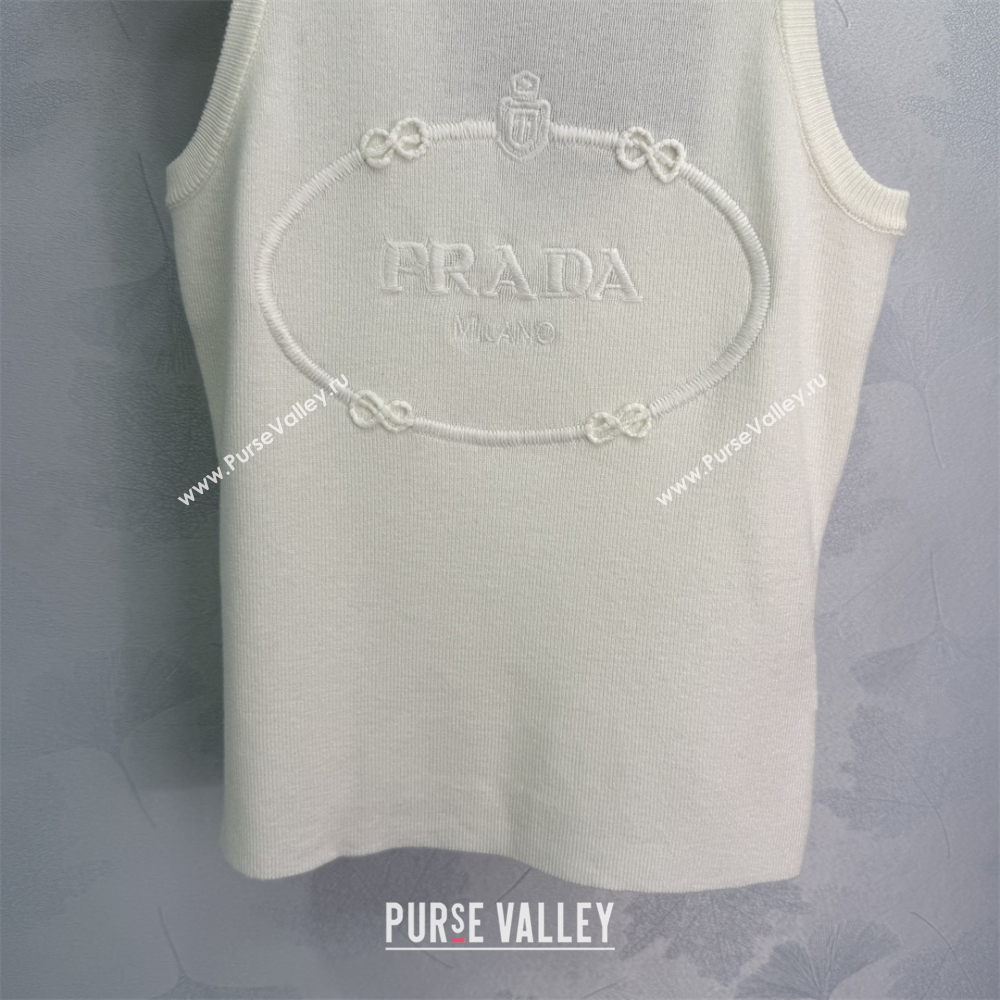 Prada Wool Cashmere Knit Vest Grey/White 2025 0306 (QI-250306017)