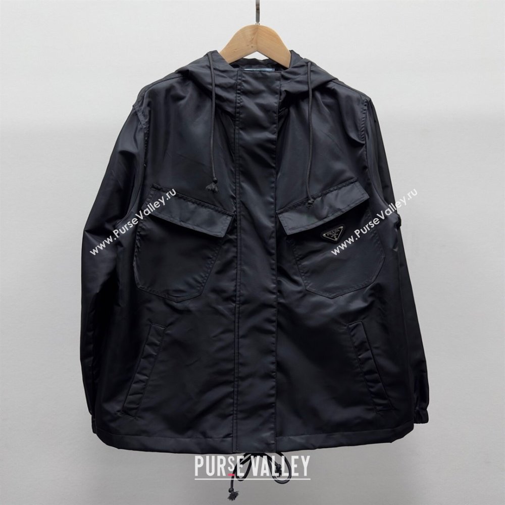 Prada Black Nylon Jacket with Pockets 2025 0306 (QI-250306051)