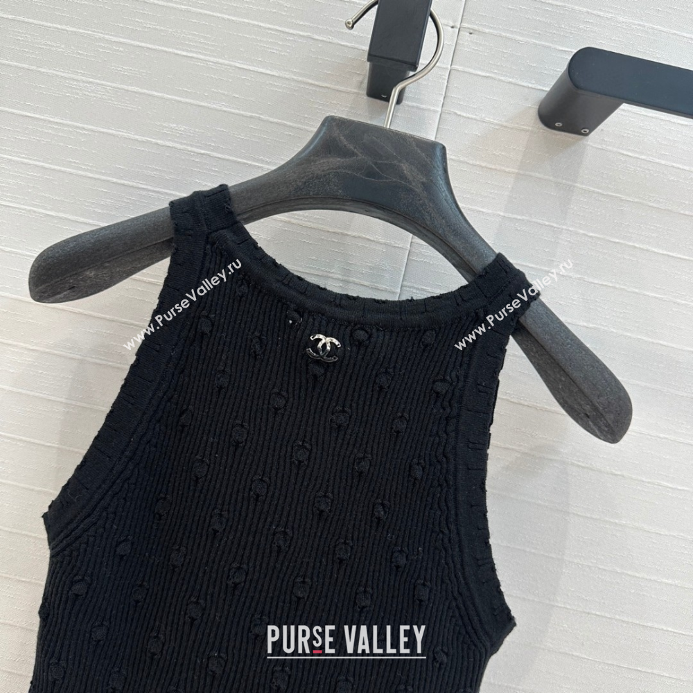 Chanel Knit Vest Black 2025 C030612 (QI-250306029)