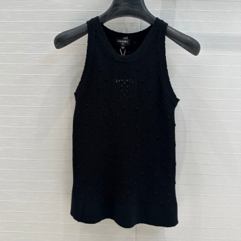 Chanel Knit Vest Black 2025 C030612 (QI-250306029)