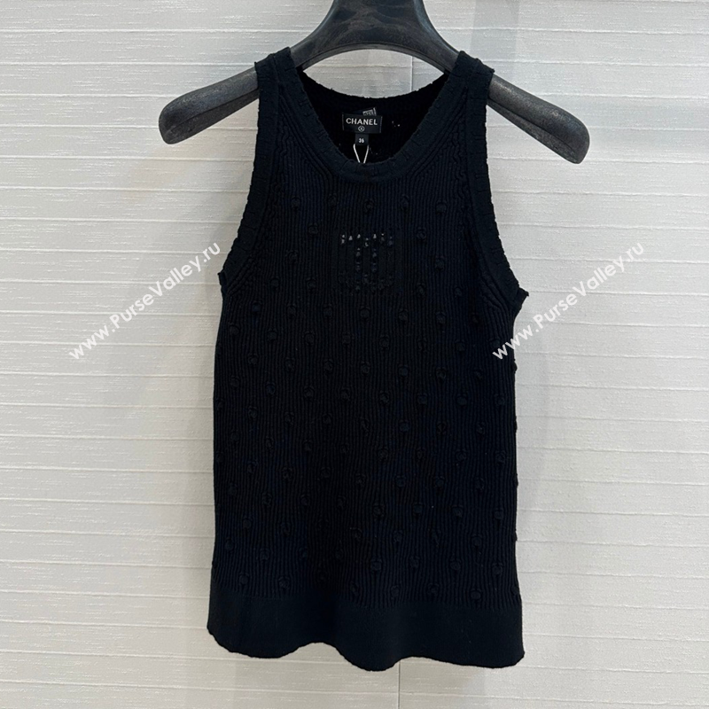 Chanel Knit Vest Black 2025 C030612 (QI-250306029)